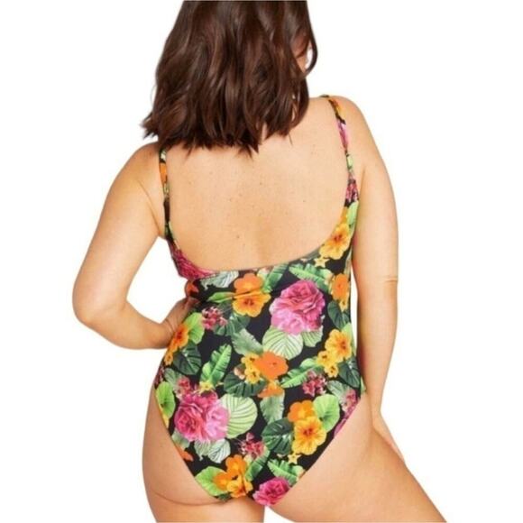 NWOT Andie One Piece The Santorini Swimsuit Black Floral Colorful Vibrant - Picture 3 of 10